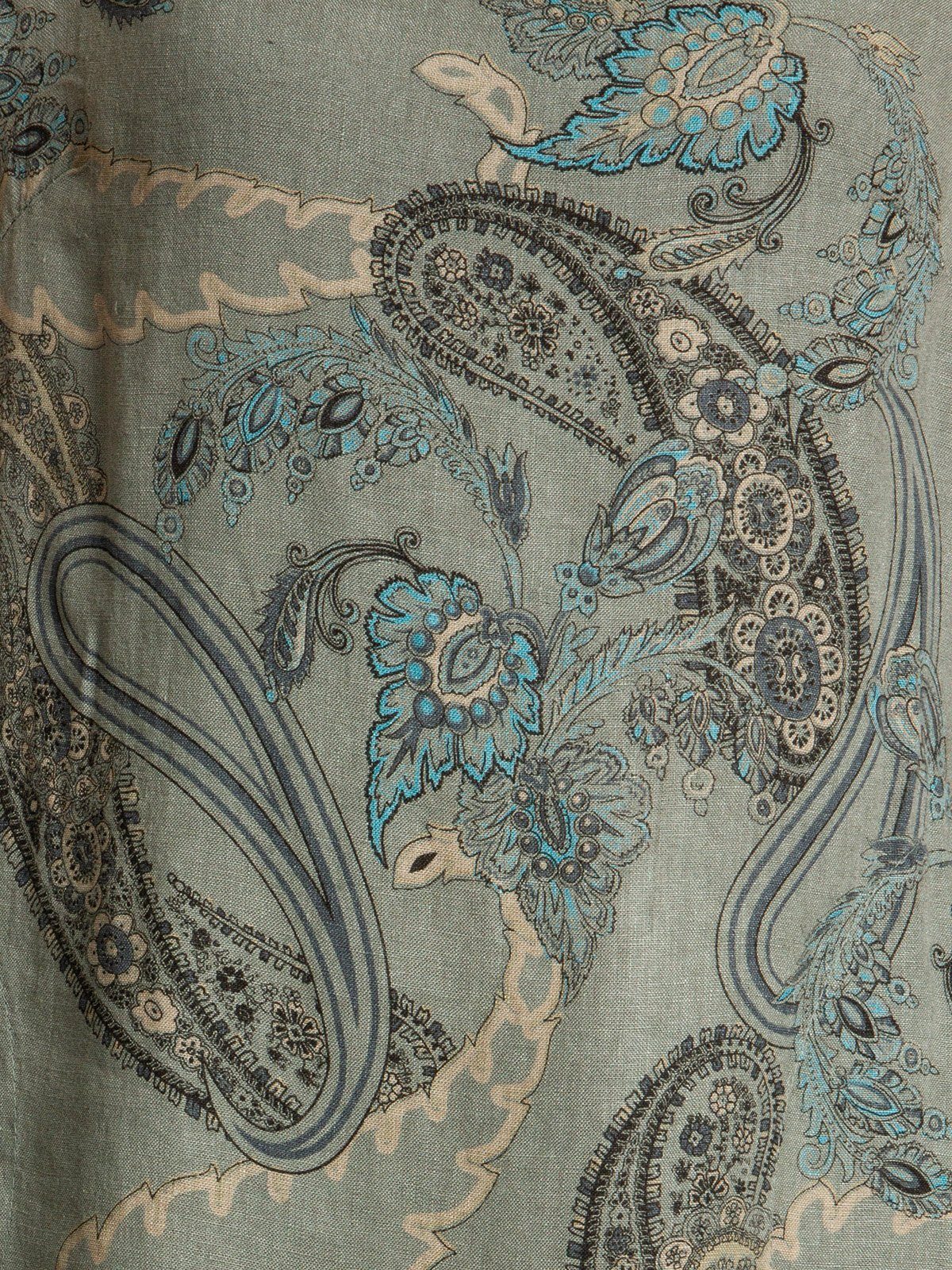 Caspar Sommerkleid SKL022 Damen Sommer Leinenkleid mit Paisley Print bis Größe 50 Luftig leicht, figurumspielende Form, mit seitlichem Jersey-Einsatz