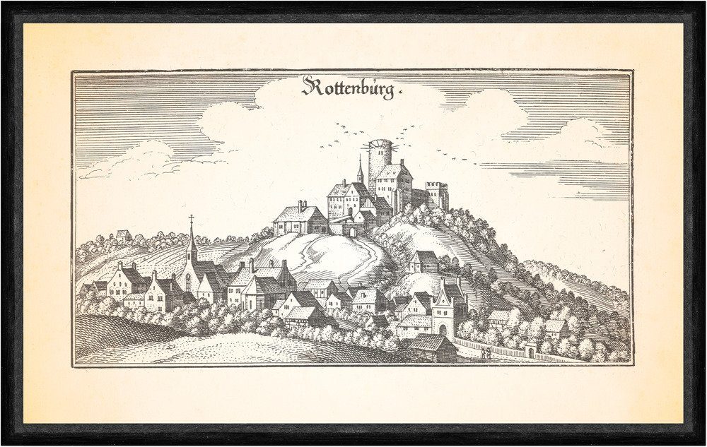 Kunstdruck Rottenburg Laaber Wachanlage Hofberg Burg Festung Kupferstich Faks_Mer