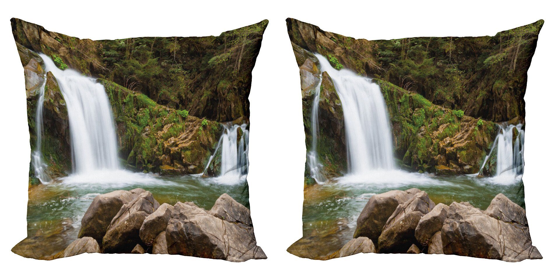 Kissenbezüge Modern Accent Doppelseitiger Natur Digitaldruck, Bergen Abakuhaus Wasserfälle Stück), in (2 den