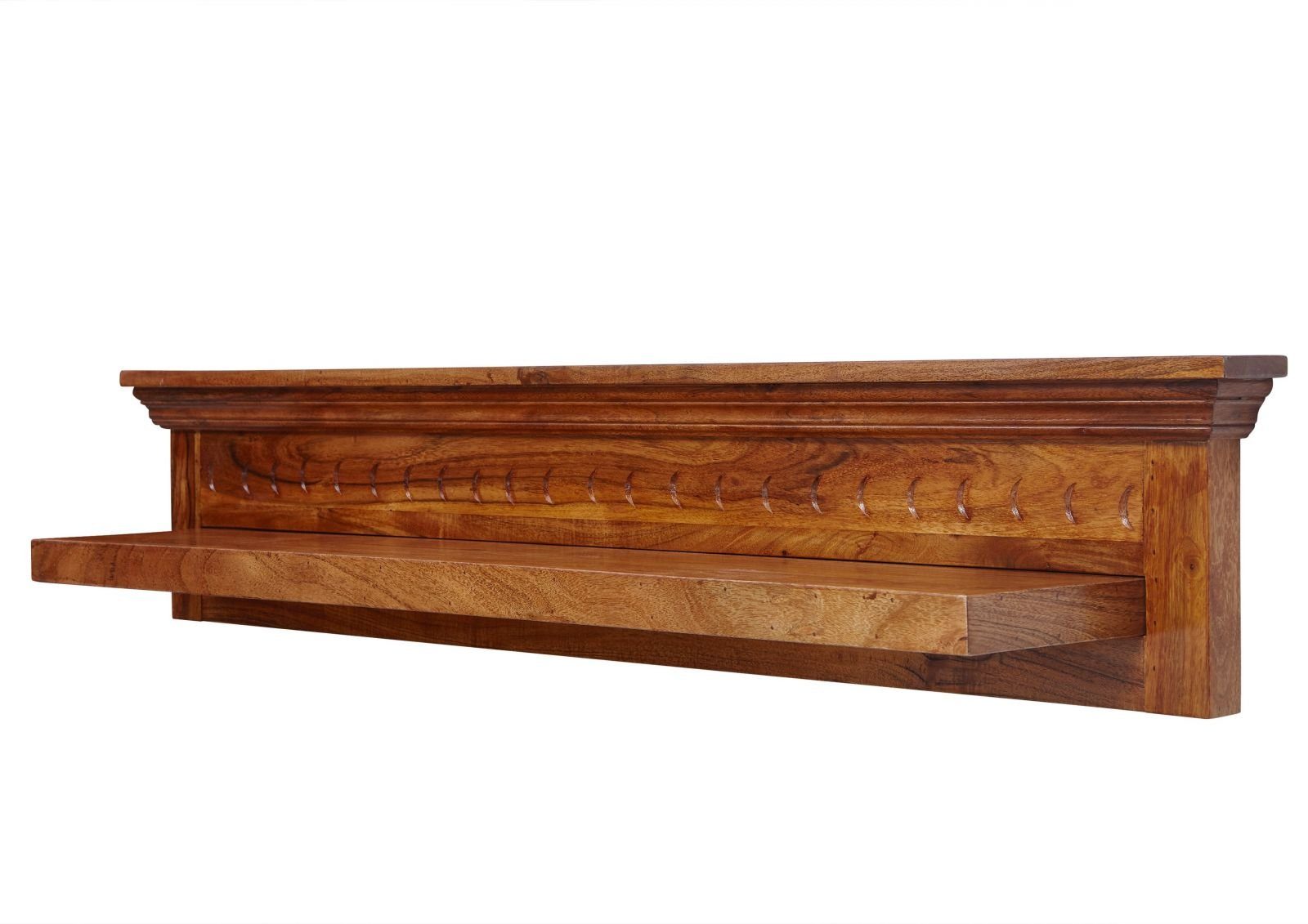 Massivmoebel24 Wandregal, 1-tlg., Wandregal Akazie 124x22x24 honig lackiert günstig online kaufen