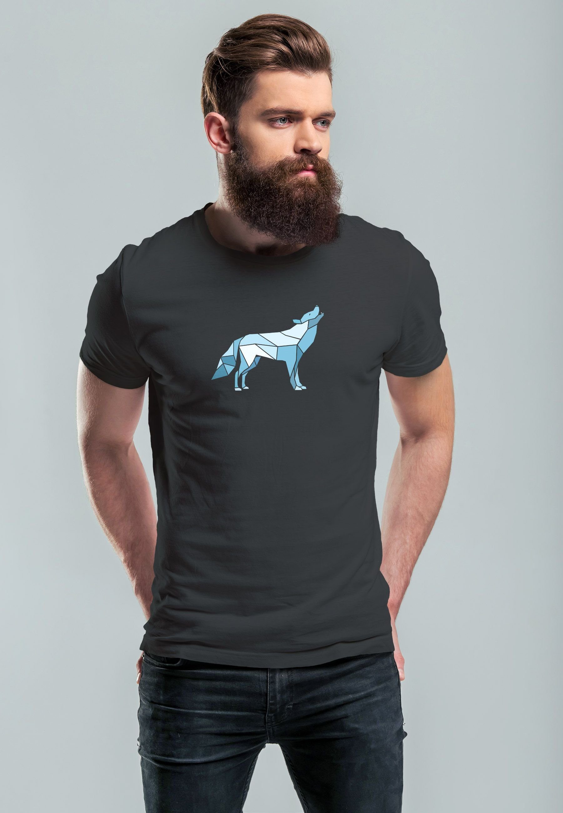 Neverless Print-Shirt Herren T-Shirt Bedruckt Polygon günstig online kaufen