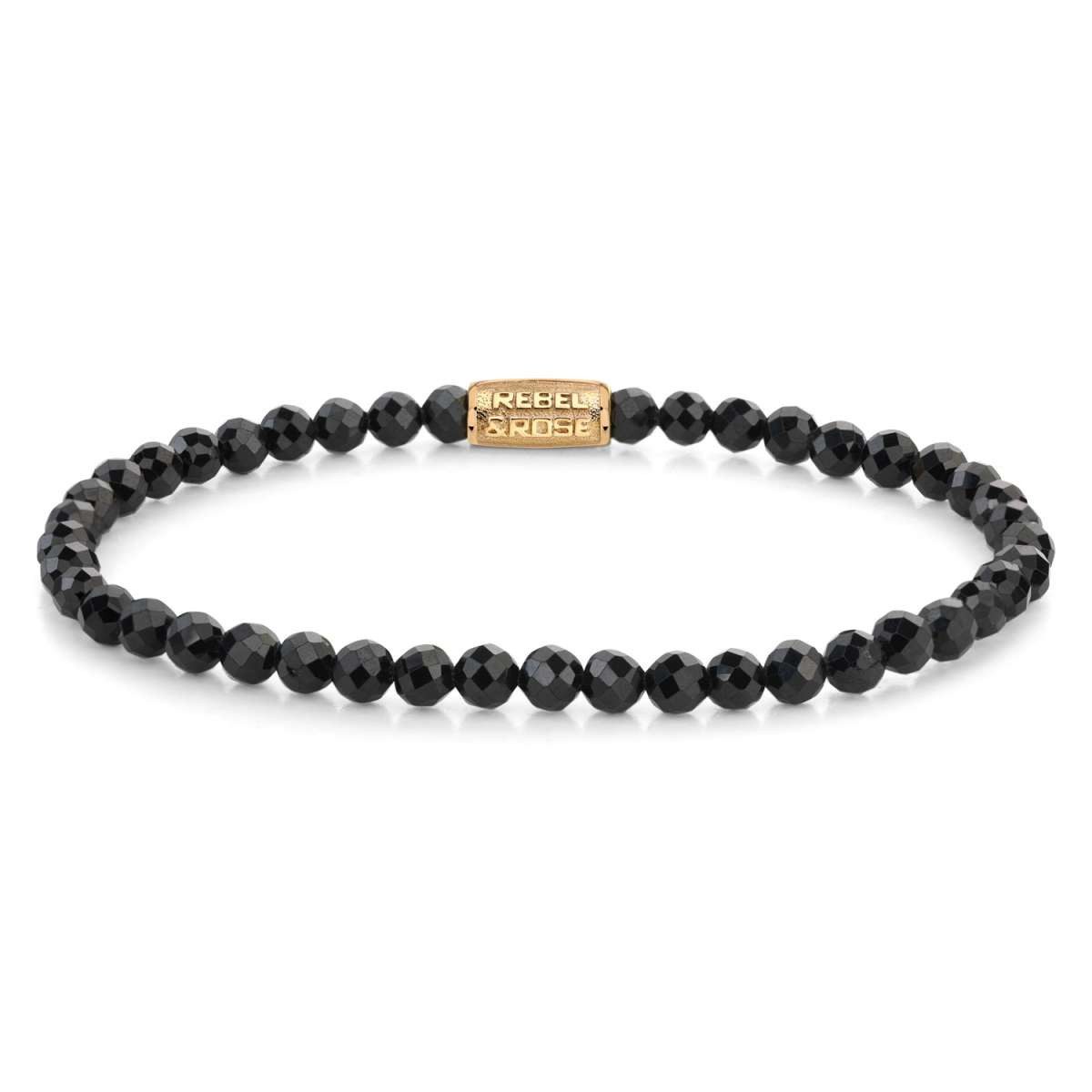 Rebel & Rose Edelstahlarmband RR-40153-G-S, für Damen Black Glam Rocks Gold 4 mm