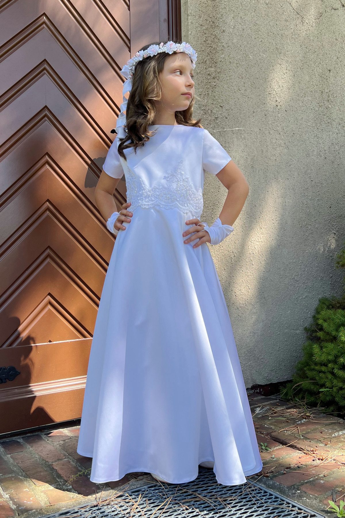 Dalary Partykleid Blumenmädchenkleid Kommunionkleid Dalary DK-202 Weiß
