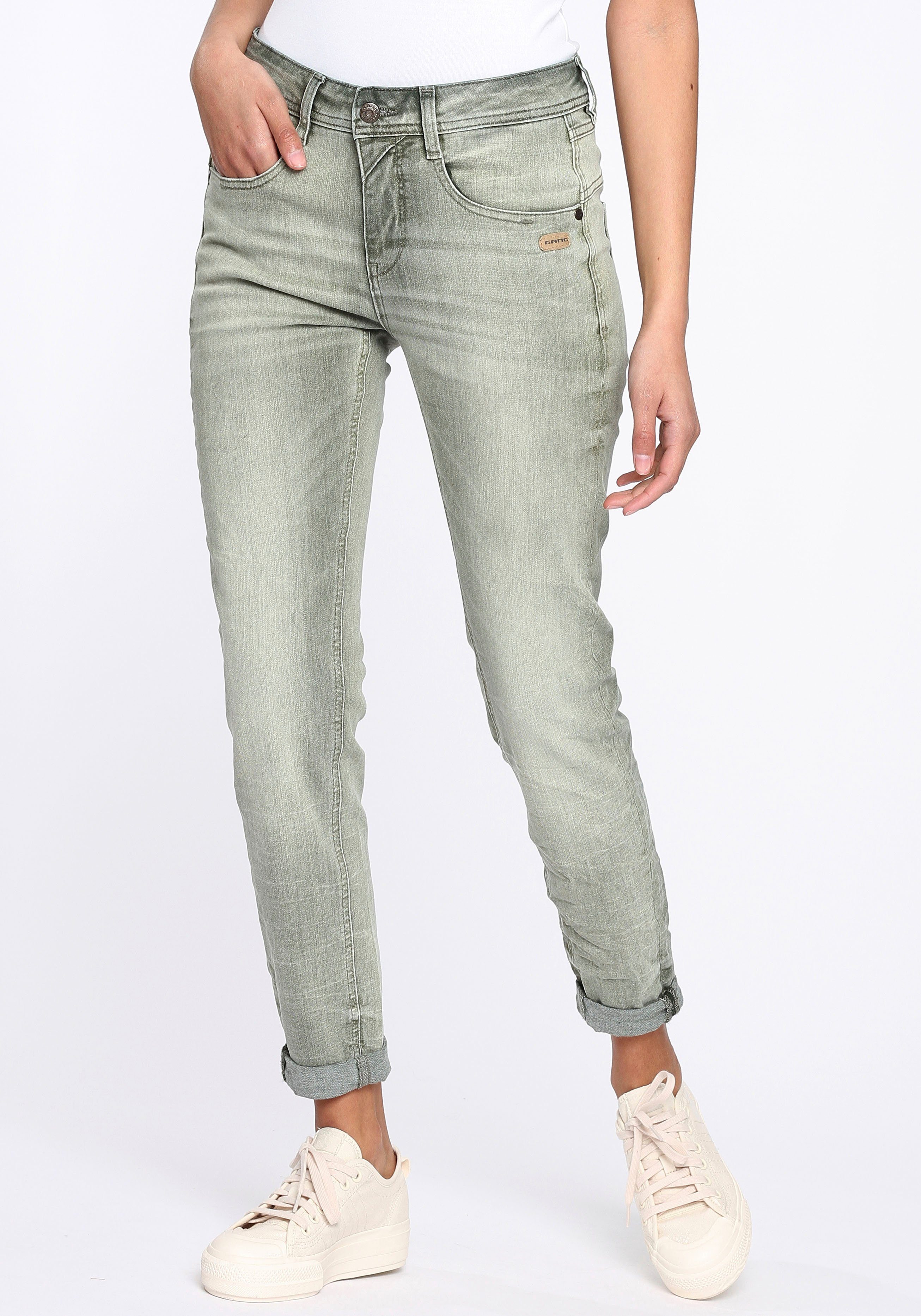(grey down GANG perfekter Sitz Relax-fit-Jeans used) washed 94AMELIE Elasthan-Anteil durch