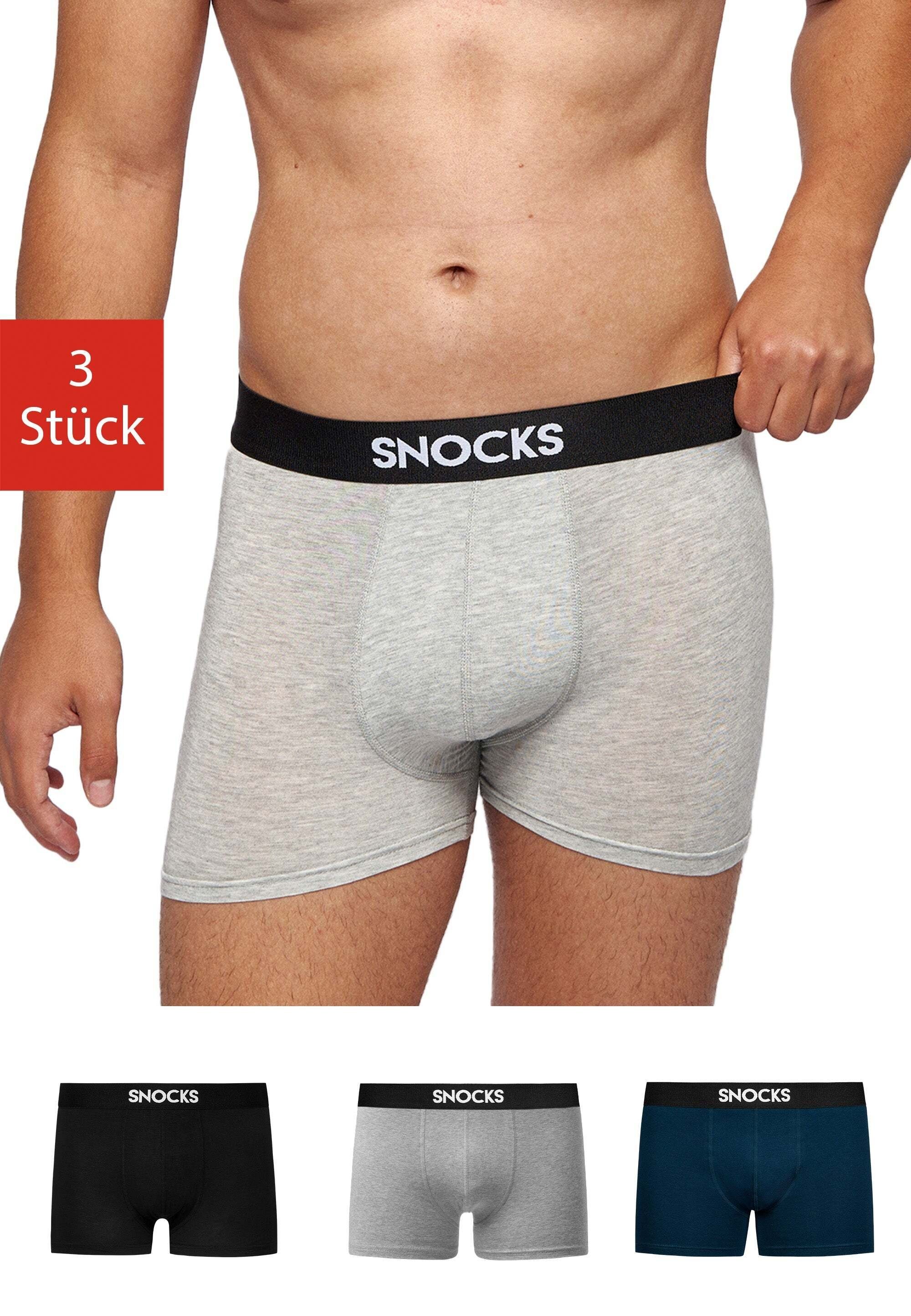 Boxershorts angenehm 95% und SNOCKS zu Modal, (3-St) (Schwarz/Grau/Blau) besonders tragen Lenzing aus Mix weich