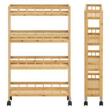 en.casa Küchenwagen, »Pyhäjoki« Servierwagen auf Rollen 96x60x18cm aus Bambus