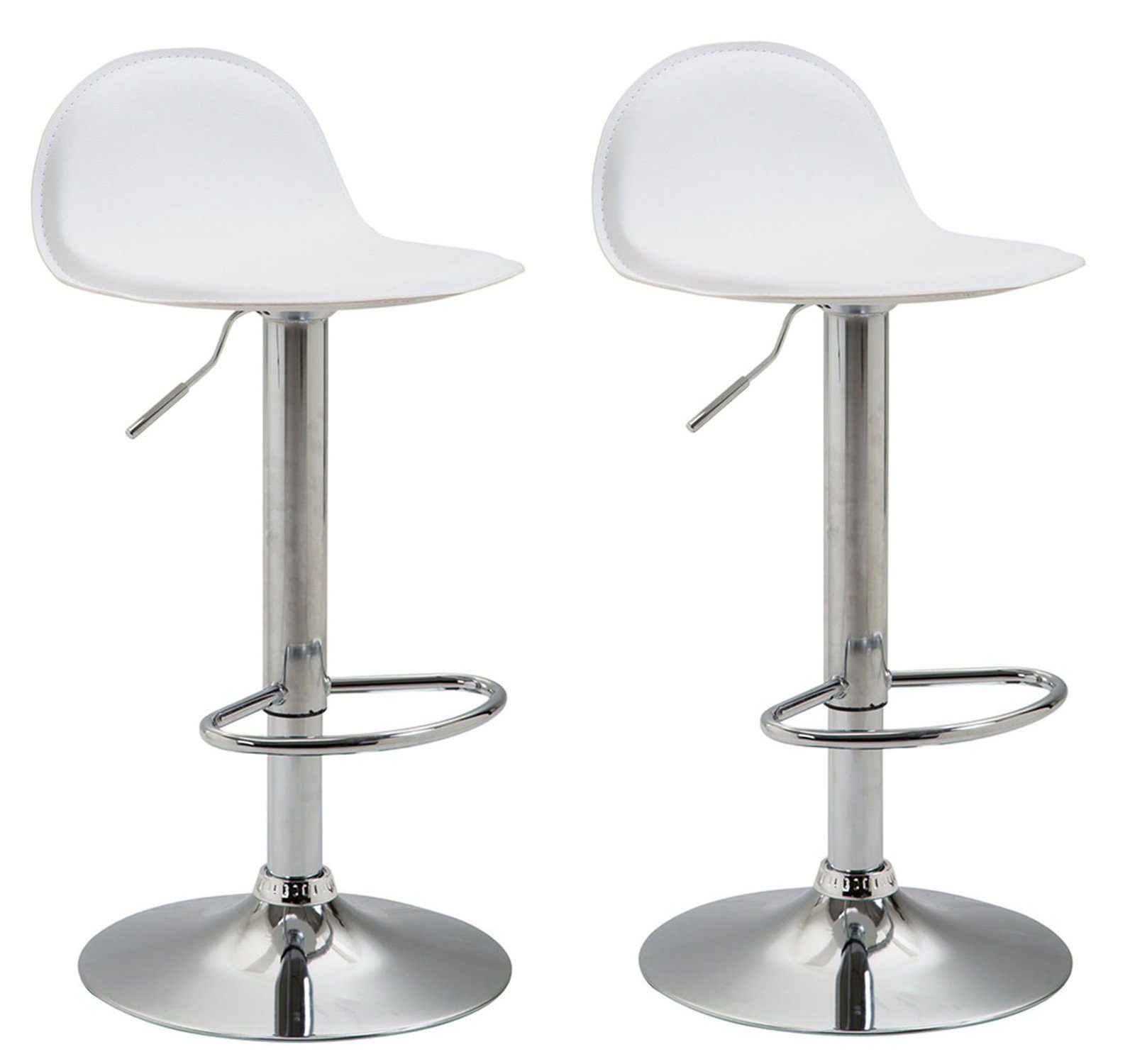 TPFLiving Barhocker Lana (Set, 2 St., mit hoher Rückenlehne und Fußstütze - Hocker für Theke & Küche), 360° drehbar - Gestell: Metall chrom- Sitzfläche: Kunstleder Weiß