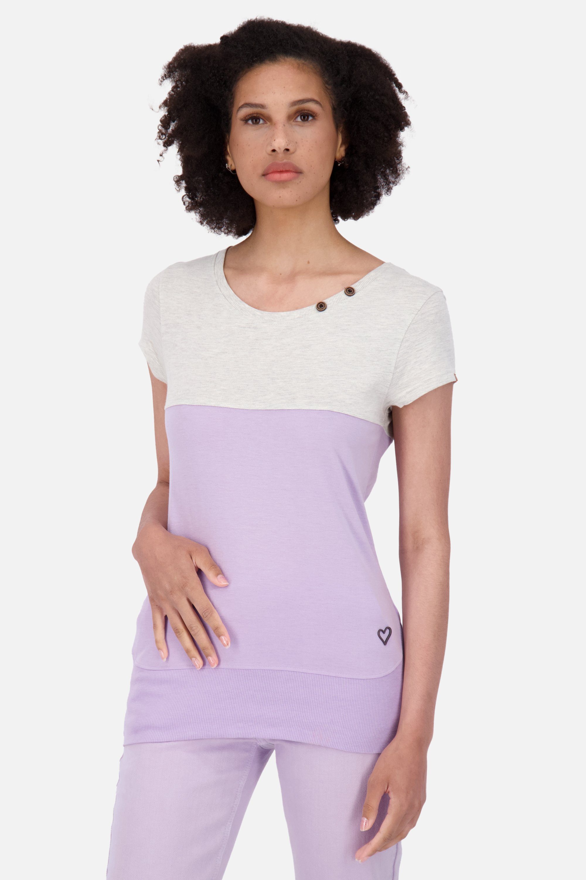 Rundhalsshirt Kurzarmshirt, A Alife melange Kickin CoraAK Shirt Damen digital Shirt & lavender