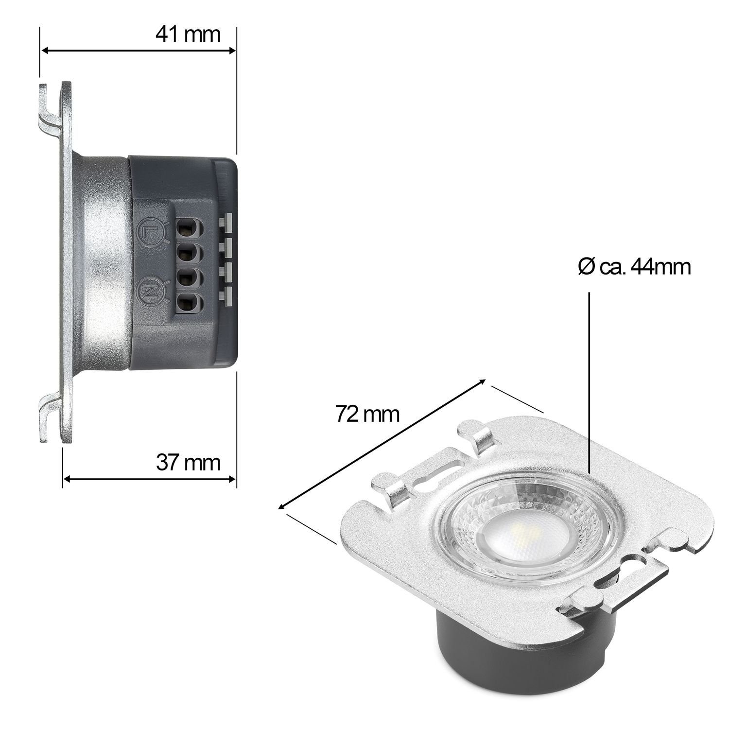 LEDANDO warmw Schalterdose Einbaustrahler PLEXI Treppenbeleuchtung 3Color für LED LED eckig weiss