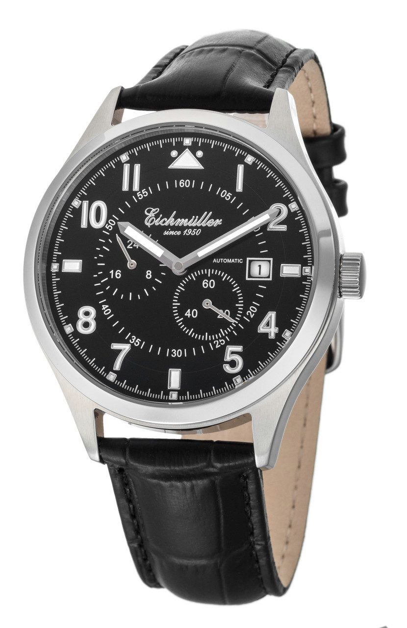 Automatikuhr Herrenuhr Zifferblatt Schwarz, 41 mm, Lederband, RE7009