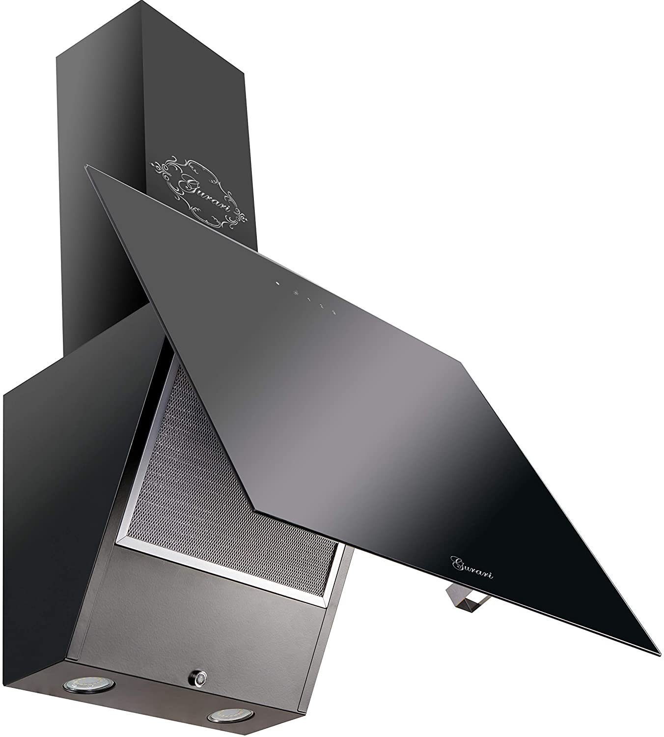 GURARI Kopffreihaube GCH 286 Bl 8 Prime, Dunstabzugshaube 80 cm Schwarz Glas, 1000m³/h GCH 286 Bl 8 Prime, Dunstabzugshaube 80 cm Schwarz Glas, 1000m³/h, Dunstabzugshaube 80cm, Schwarz Glas, Effizient, 1000m³/h, Wandhaube