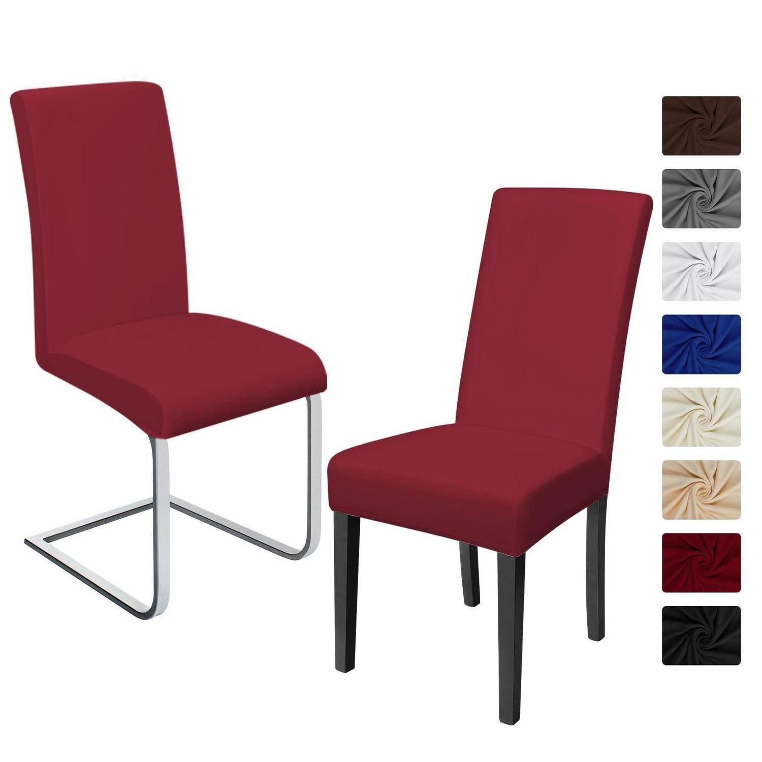 LuxusKollektion Stuhlhusse Stuhlhussen Stuhlbezug Stretch elastisch Elasthan Rotwein 2 Stück