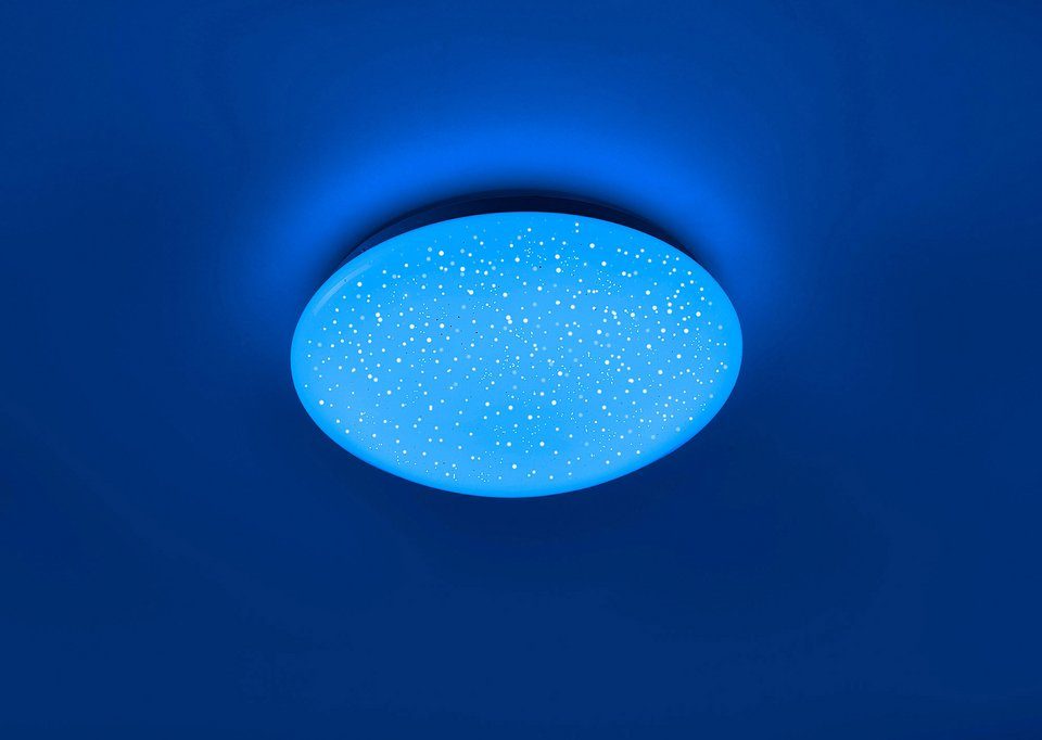 SKYLER, Sternenhimmel-Optik, RGB+W Deckenleuchte Dimmfunktion, 26 cm, Farbwechsel, LED, Farbwechsler, integriert, dimmbar, Leuchten Direkt Ø fest Farbwechsel LED