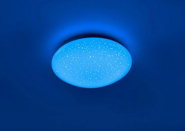 JUST LIGHT Deckenleuchte SKYLER, Dimmfunktion, Farbwechsel, LED fest integriert, Farbwechsler, LED, dimmbar, Ø 25 cm, Sternenhimmel-Optik, Farbwechsel RGB+W
