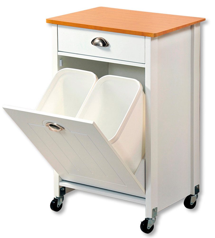 KESPER® Küchenwagen Rollwagen inkl. Abfalleimer, weiß, FSC günstig online kaufen