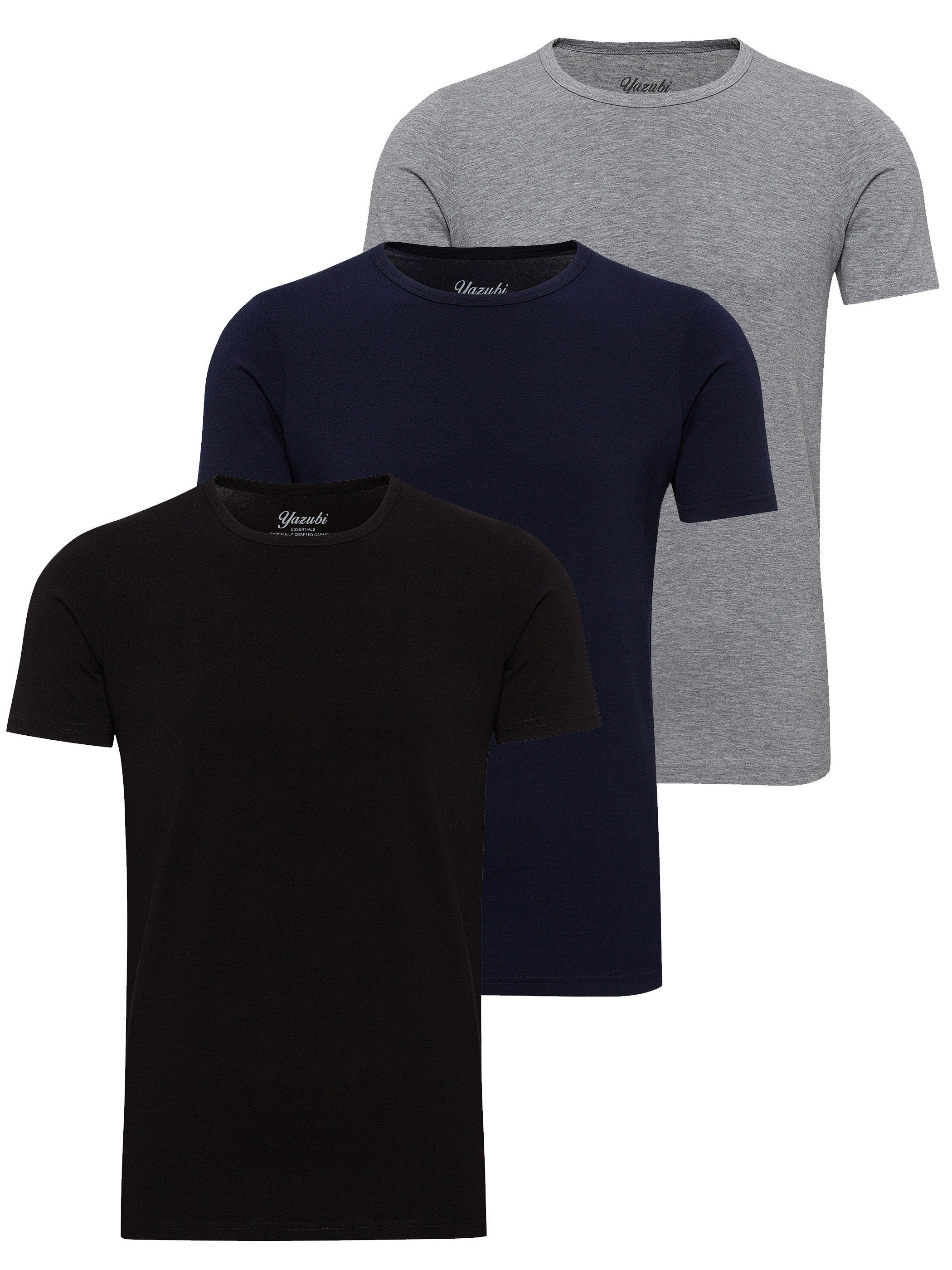 Yazubi T-Shirt 3-Pack Mythic Basic T-Shirt Crew Neck (Set) modernes Rundhalsshirt