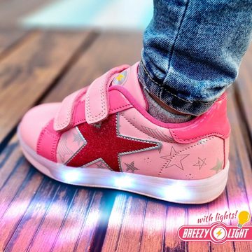 BREEZY LIGHT Breezy Sneaker 2196100 LED Leuchtsohle Schuhe Atumgsaktiv Sneaker atmungsaktive Material, LED Leuchtsohle, mit Klettverschluss
