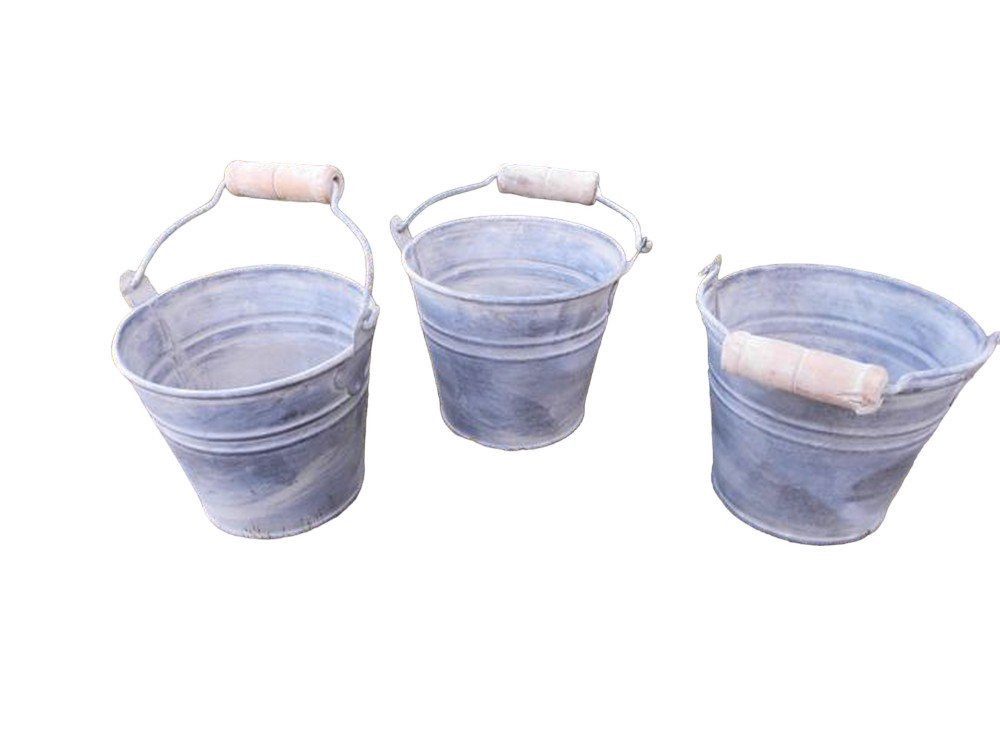 Deko-Impression Übertopf Zinkeimer Pflanztopfset 3 Stück Pflanztöpfe Blumentopf grau D 10 cm (3 St)