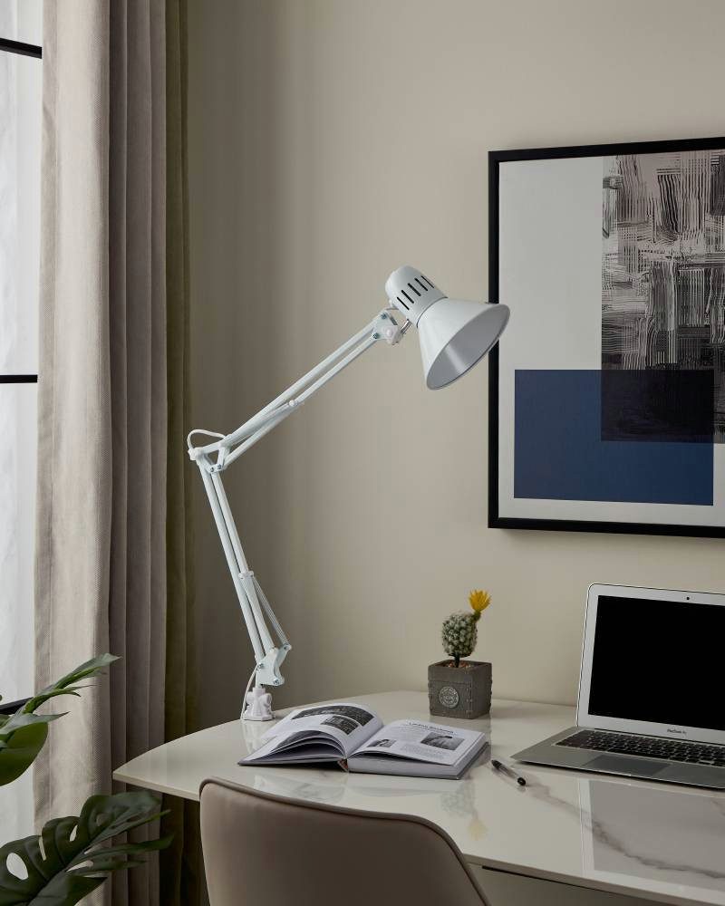 EGLO Tischleuchte FIRMO Klemmlampe, exkl. Leuchtmittel E27, mit Schraub-Klemme, Ein-/Ausschalter, ohne Leuchtmittel, Leuchtmittel wechselbar, Klemmleuchte, Lese – Bild 5 von 5