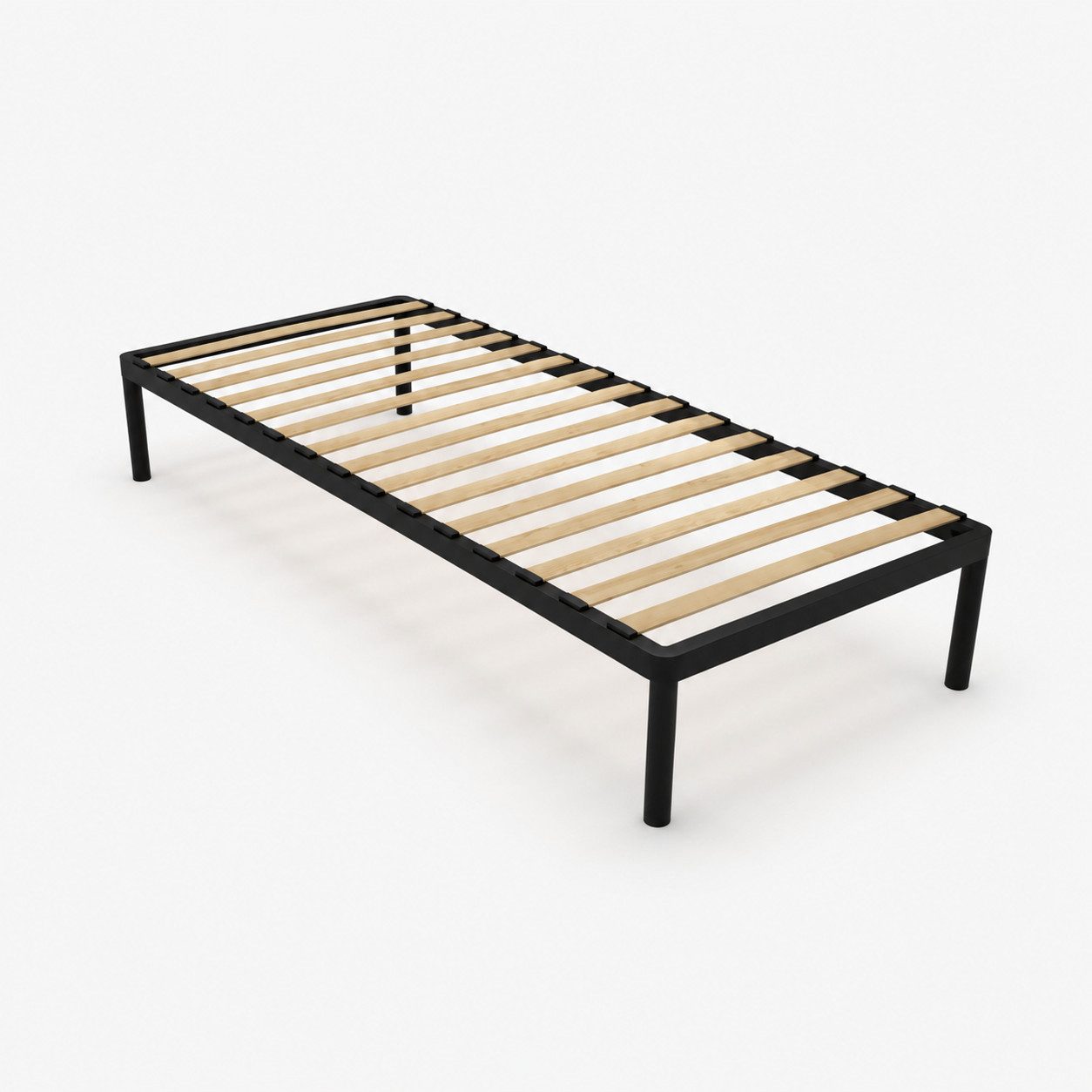 ibonto Bettgestell Metallbett mit Holzlattenrost, stabiles Bettgestell, Schwarz (1 Bettgestell inklusive Holzlattenrost)
