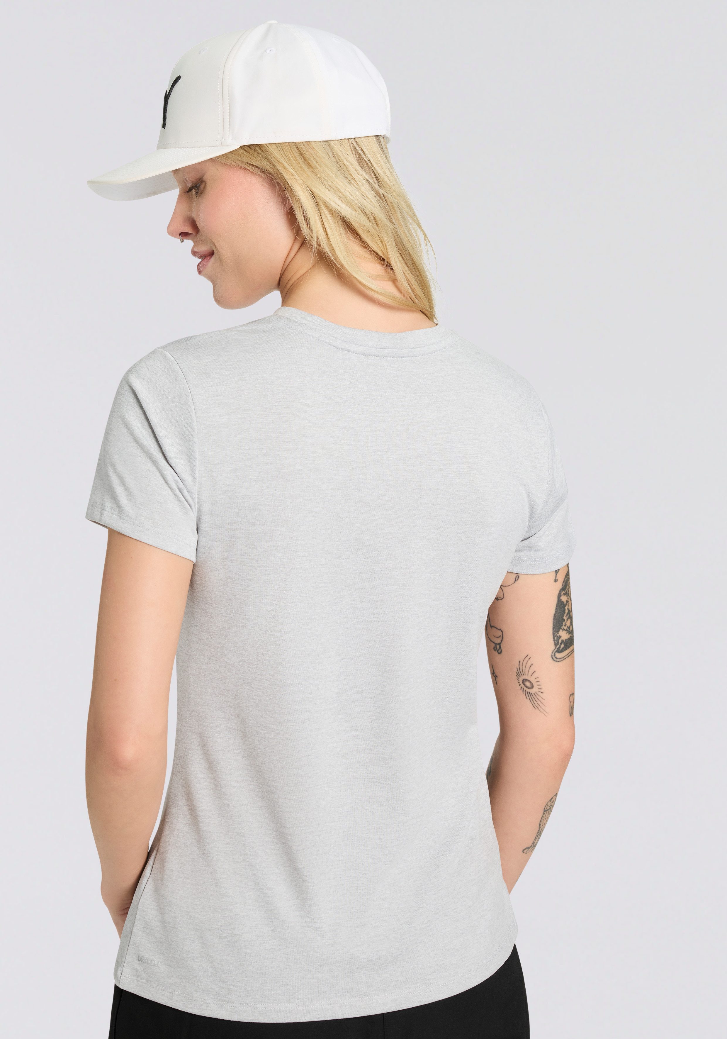 PUMA Trainingsshirt W TAD ESSENTIAL HEATHER LOGO TEE Regular Fit, mit Rundhalsausschnitt, atmungsaktiv