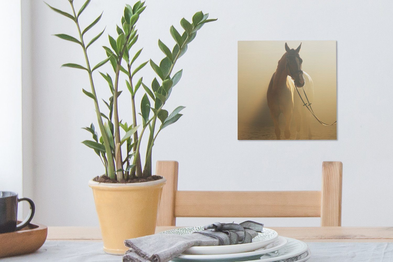 OneMillionCanvasses® Leinwandbild - Bilder für (1 St), Pferd Schlafzimmer Wohnzimmer Licht - Leinwand Sand