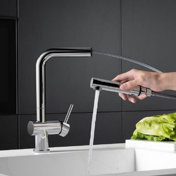 fortis Küchenarmatur Bria Einhebel Küchenarmatur mit ausziehbarem Auslauf, Armatur Küche (Warmwasserarmatur & Kaltwasserarmatur, Kaltwassserhahn, Kaltwasser, Wasserhahn für Durchlauferhitzer geeignet, Spültischarmatur grohe) Küchenarmaturen Edelstahl Ausziehbar, Einhebelmischer Küchenspüle