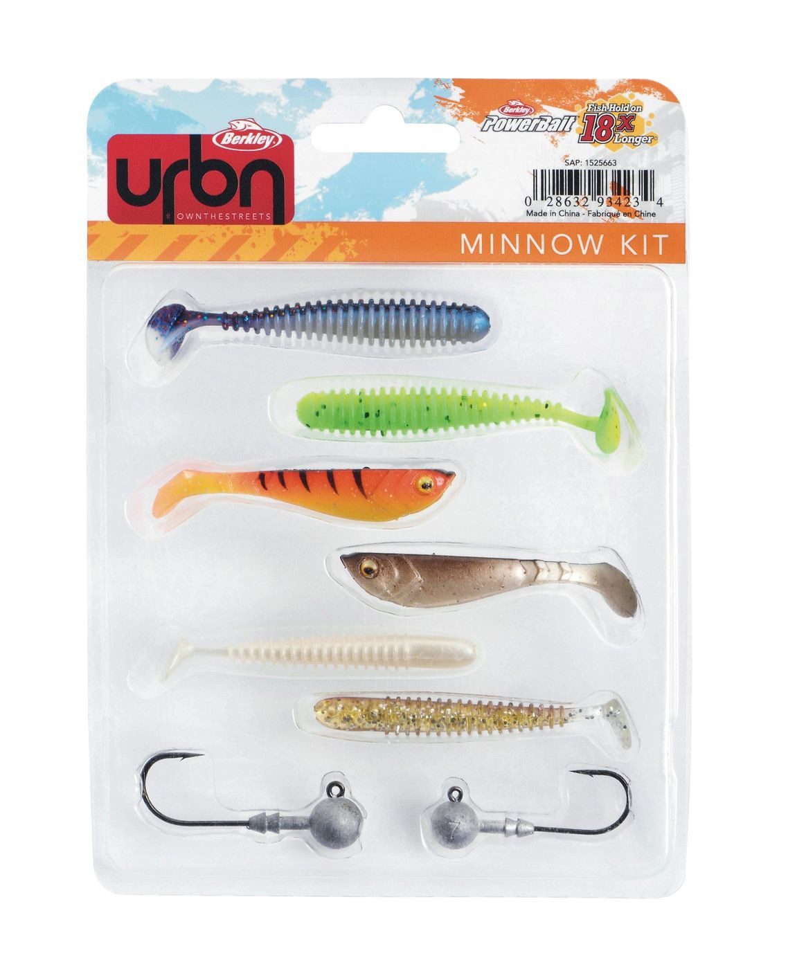 Kunstköder Berkley URBN Kit Minnow - 6 Gummifische + 2 Jighaken im Set