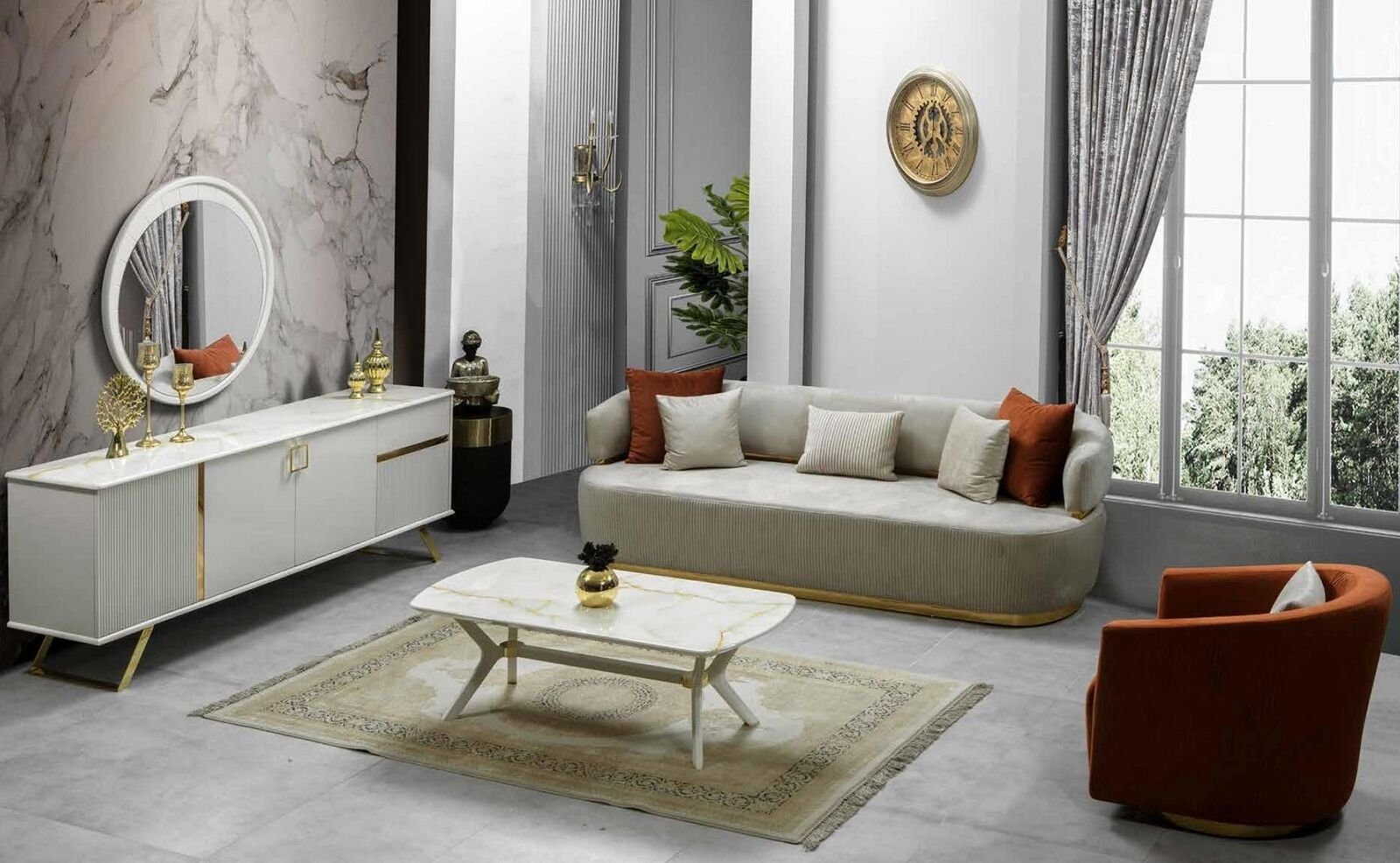 JVmoebel Wohnzimmer-Set Wohnzimmer Couch Sofagarnitur Sofa Möbel Sideboard | Wohnwände