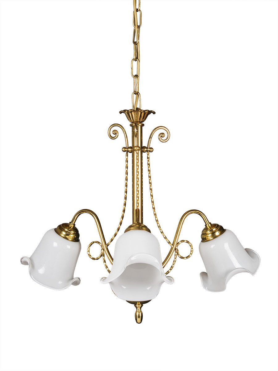 Helios Leuchten Pendelleuchte klassisch vintage Wohnzimmerlampe Jugendstil echt Messing, Hängelampe für Esszimmer, Oberfläche antik-finish 3 x E27
