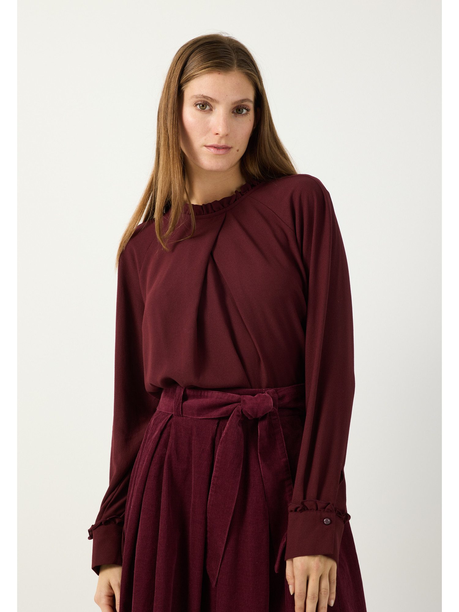 MORE&MORE Klassische Bluse feminine Bluse mit Faltendetail