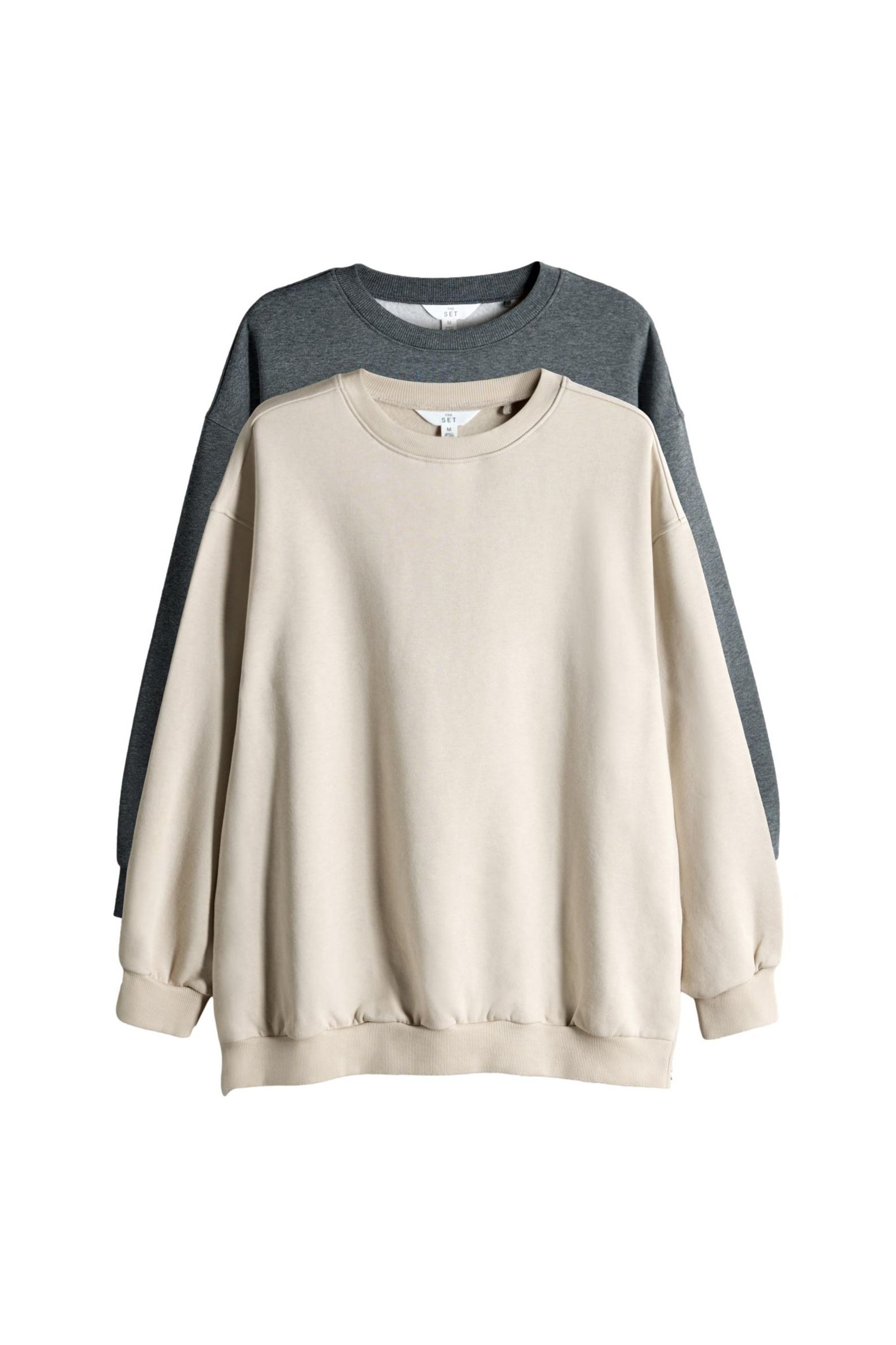 The Set Sweater 2 x The Set Lange Sweatshirts mit seitlichem RV (2-tlg)