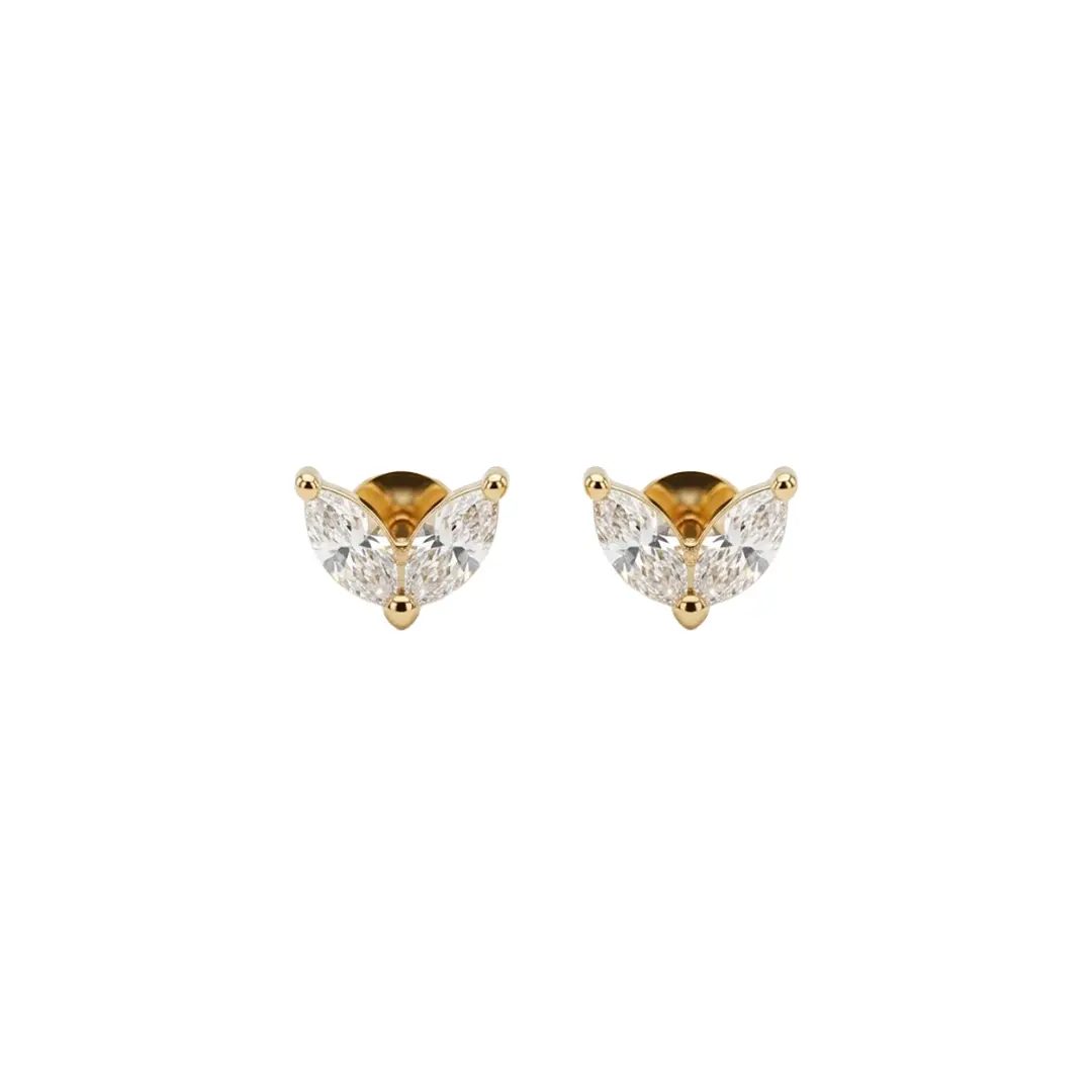 Suzan Gold Paar Ohrstecker Marquise Stud Earrings 925 Sterling Silber – Elegante Ohrstecker mit, Zeitloses Design, vielseitig kombinierbar, ideal als Geschenk