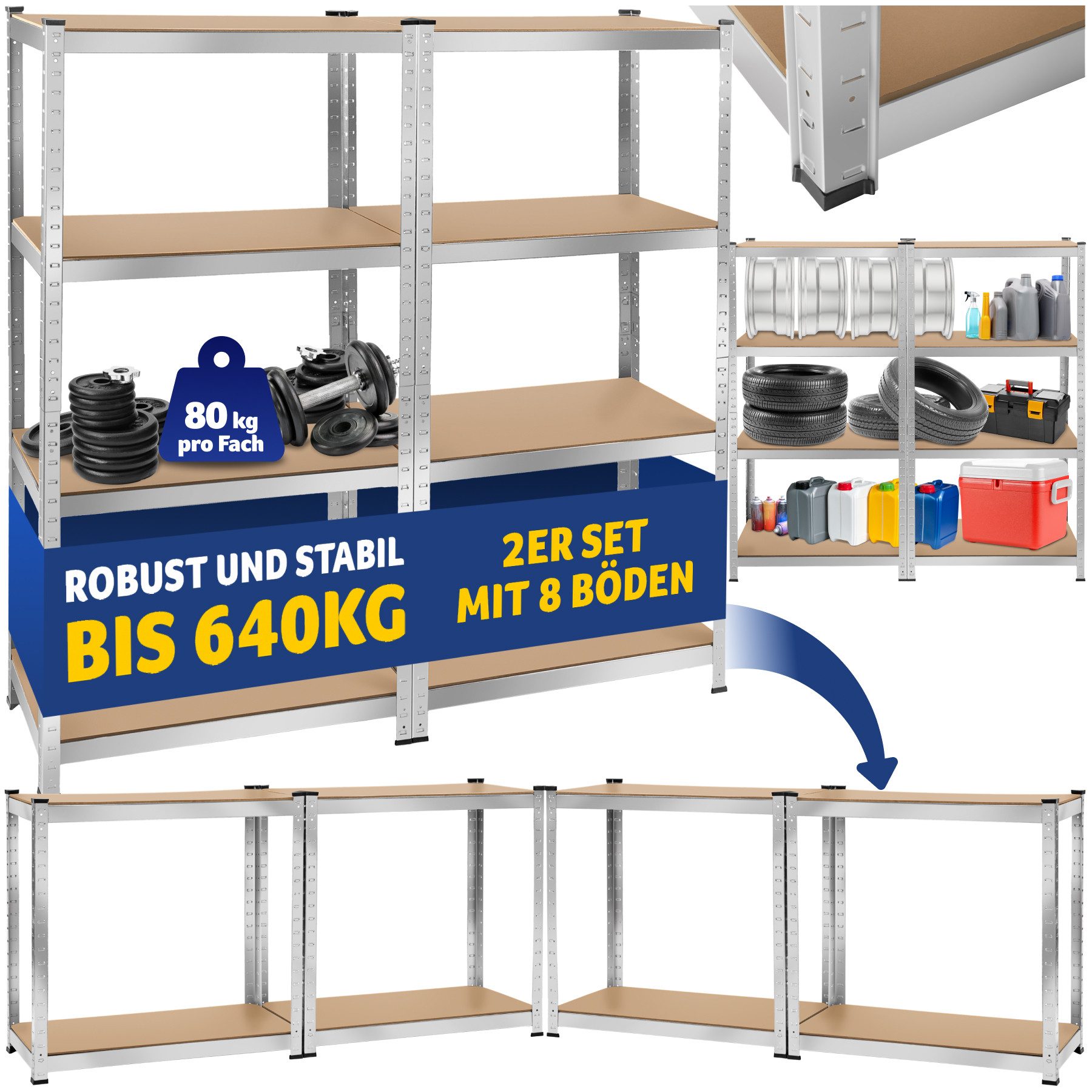 tectake Schwerlastregal, Komplett-Set, Stabil günstig online kaufen