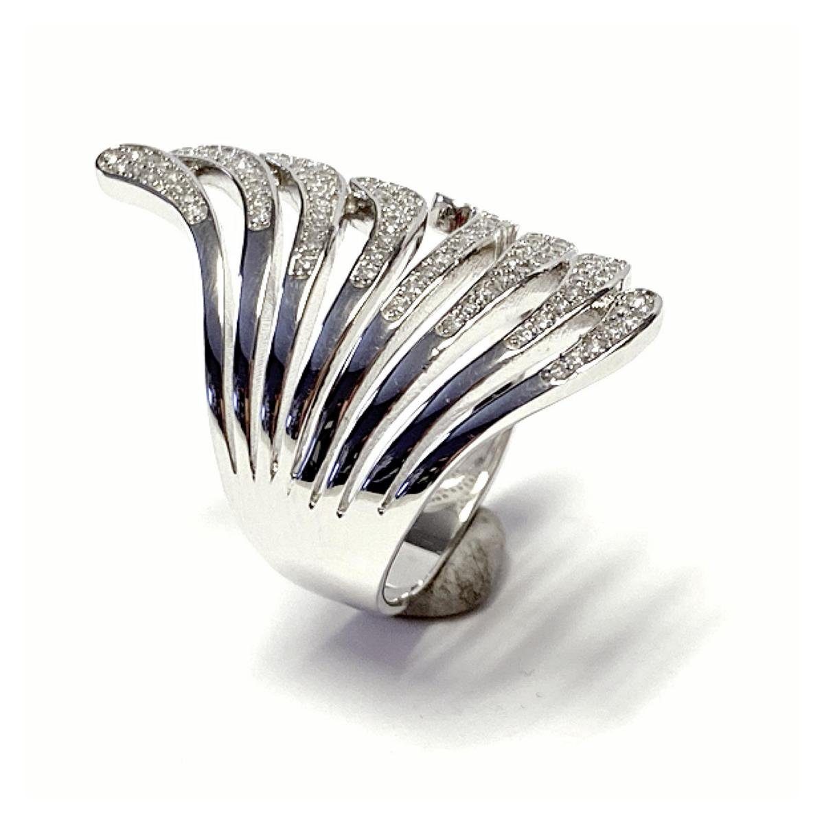 Edelschmiede925 Silberring moderner Silberring 925 mit Zirkonia - glänzend - #60