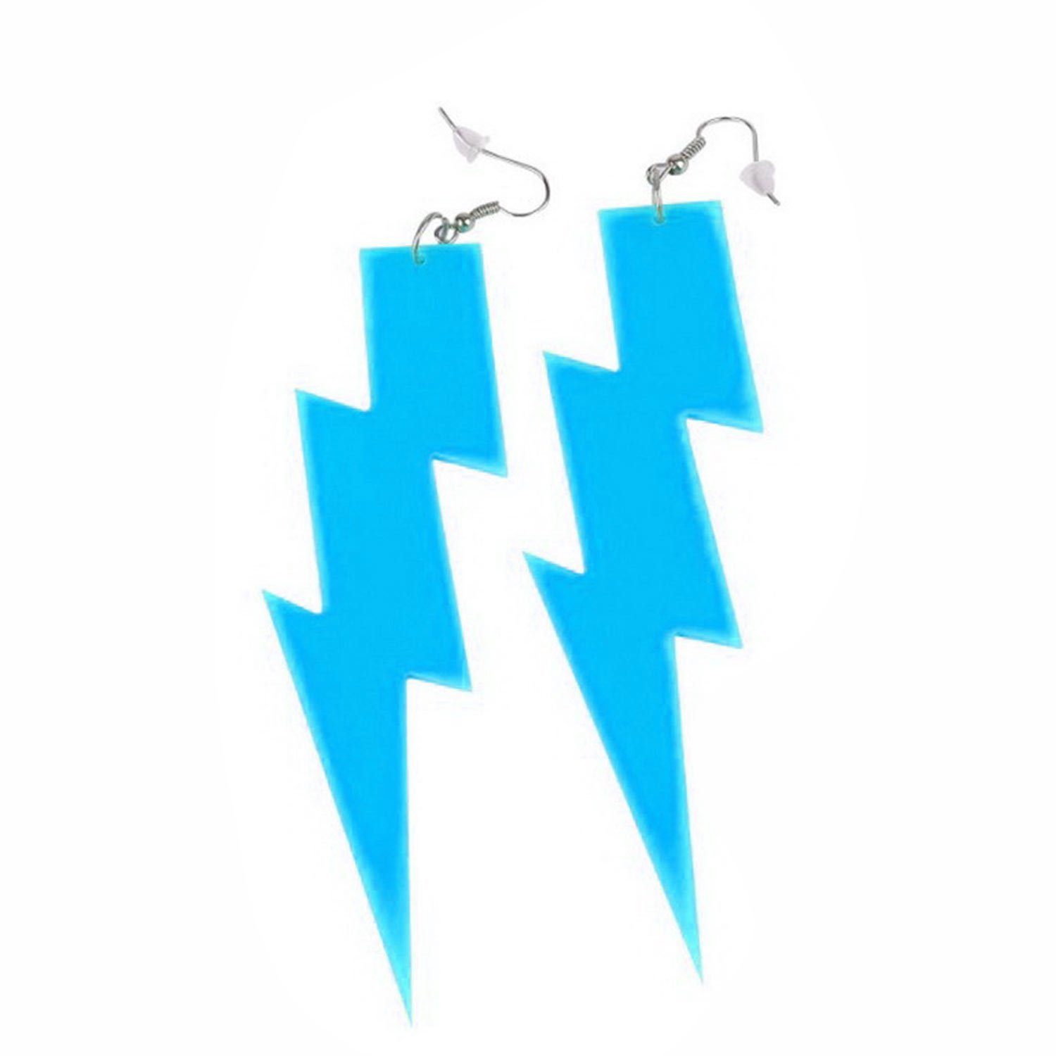 MAGICSHE Paar Ohrhänger 80er Jahre Neon Ohrringe, Blitzanhänger aus Acryl Himmelblau