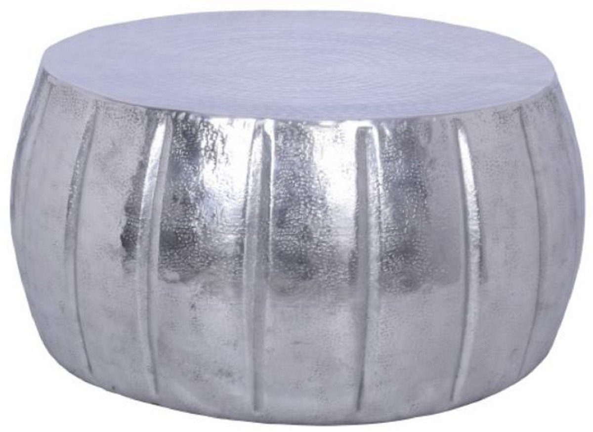 Couchtisch Aluminium Couchtisch Silber Ø 65 x H. 31 cm - Runder Wohnzimmertisch im orientalischen Stil - Möbel