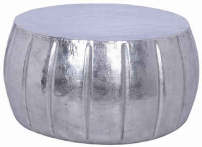 Casa Padrino Couchtisch Aluminium Couchtisch Silber Ø 65 x H. 31 cm - Runder Wohnzimmertisch im orientalischen Stil - Möbel
