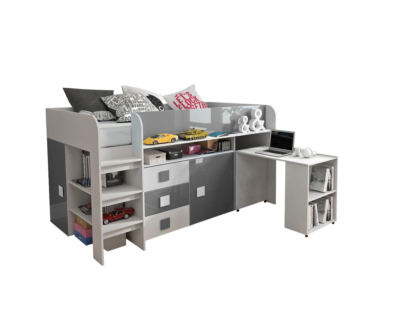 weiß - grau Hochglanz