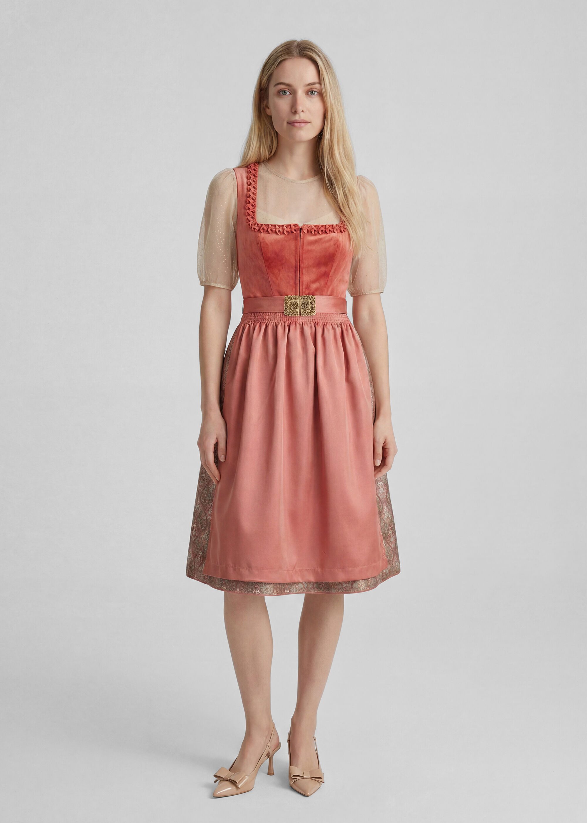 Spieth & Wensky Dirndl Koral (1-tlg) mit dekorativer Schürze