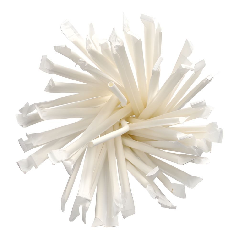 PAPSTAR Trinkhalme 1000 x Trinkhalme flexibel Papier pure Ø 6 mm 20 cm weiss gehüllt
