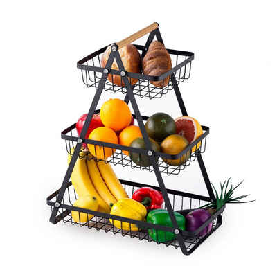 HYIEAR Obstschale dreistöckiger Obstkorb aus Metall, für Obst, Gemüse, Brot, Snacks, Eisen, (Set, 1-tlg), Multifunktionales Lagerregal