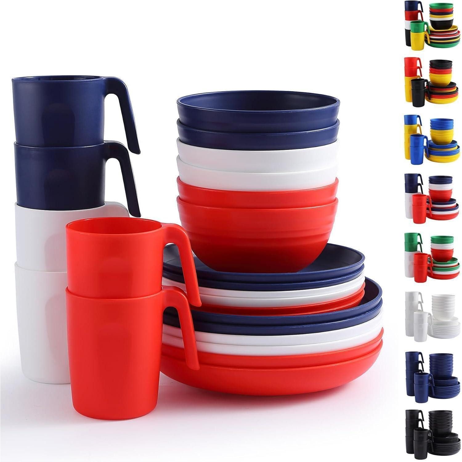 Kunststoff Teller Und  Schüssel Set, Camping Picknick Dinner Sets