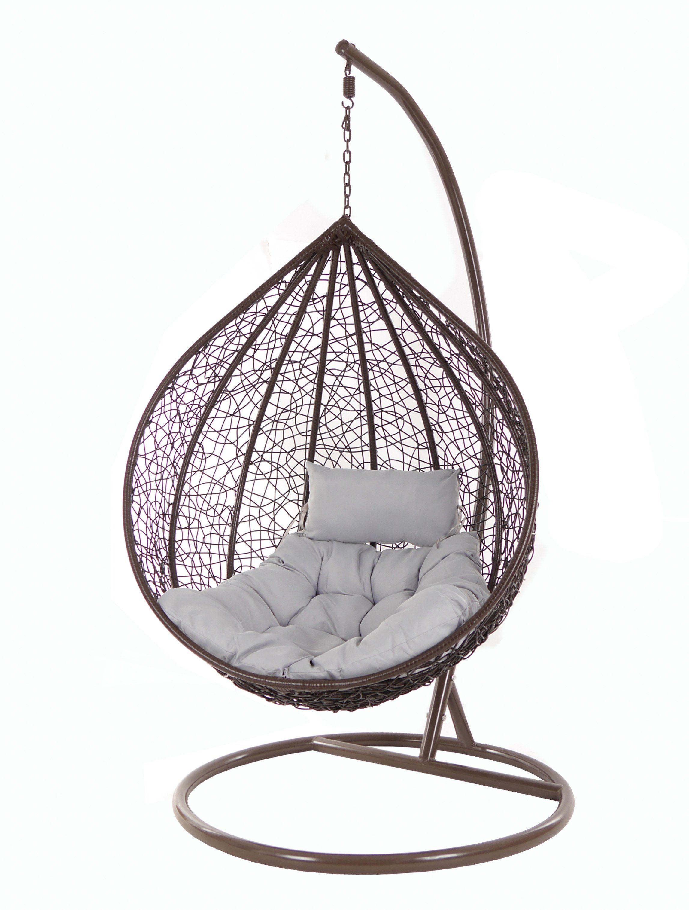 Kissen, Loungemöbel Chair, Hängesessel mit Gestell dunkelbraun, Hängesessel cloud) und darkbrown, grau (8008 Hängesessel KIDEO Swing MANACOR