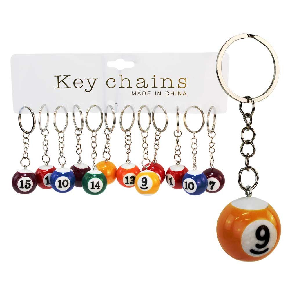 LG-Imports Schlüsselanhänger Set 12 Stück Billard Schlüsselanhänger bunte Kugeln - ca. 2,5 cm (12-tlg)