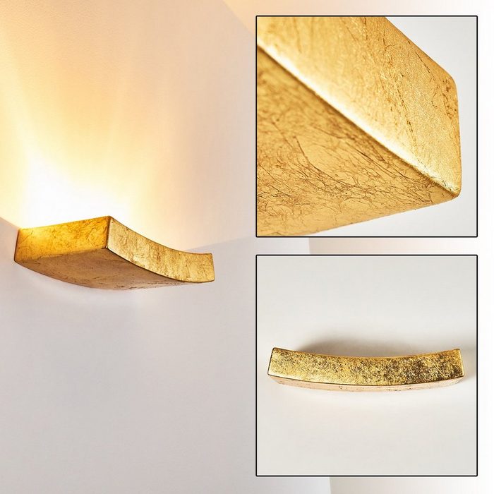 hofstein Wandleuchte »Arceto« Wandlampe aus Keramik in Gold mit schönem Lichtkegel 1 x R7S-Fassung max. 75 Watt Innenmit Blattgold-Effekt geeignet für LED Leuchtmittel