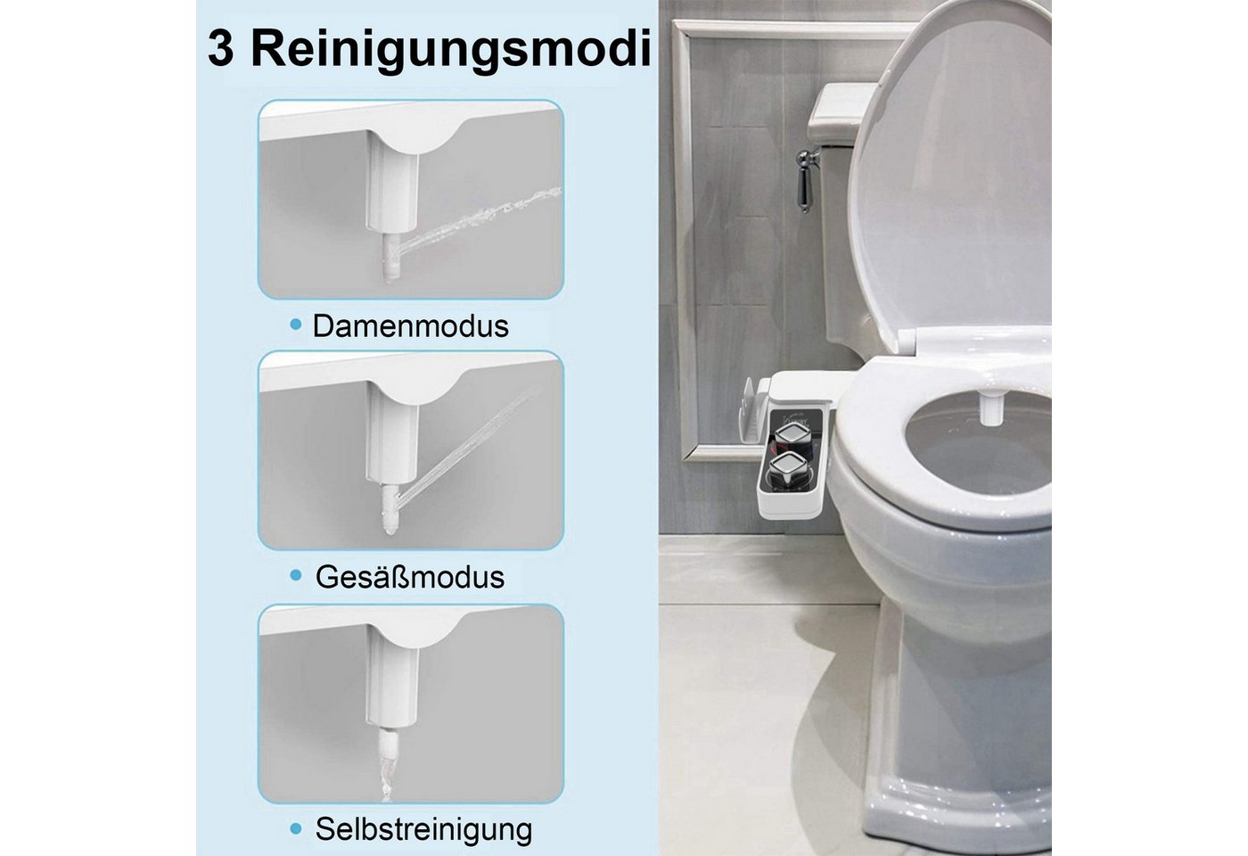 Thumbnail - Mutig Bidet Bidet Aufsatz,Bidet Dusch-WC,Bidetarmatur (ohne Strom) mit Warmwasser, Bidet-Einsatz Front- und Heckreinigun...