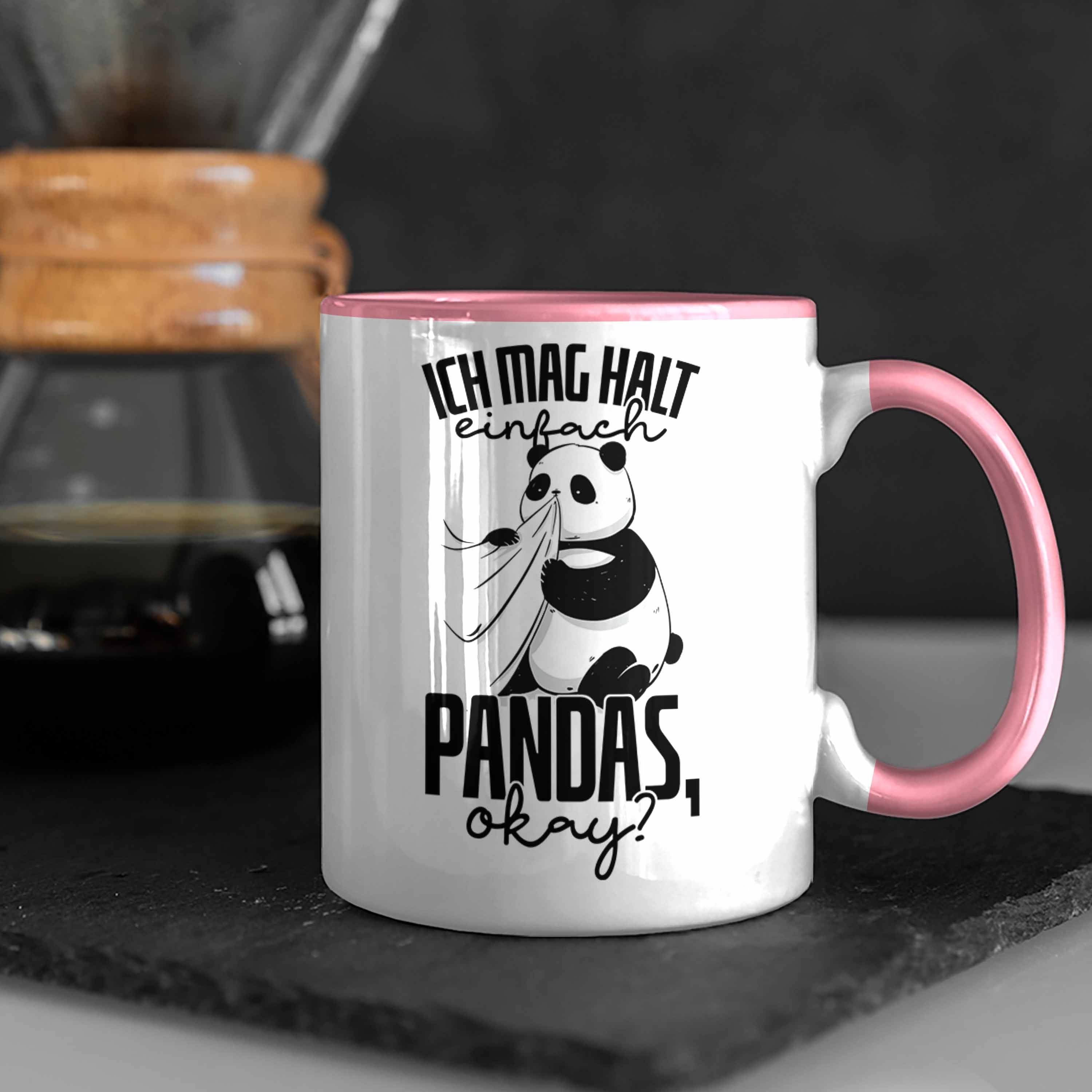 Trendation Tasse Lustige Panda Rosa Tasse Tierliebhaber Geschenkidee Pa Geschenk Panda-Motiv