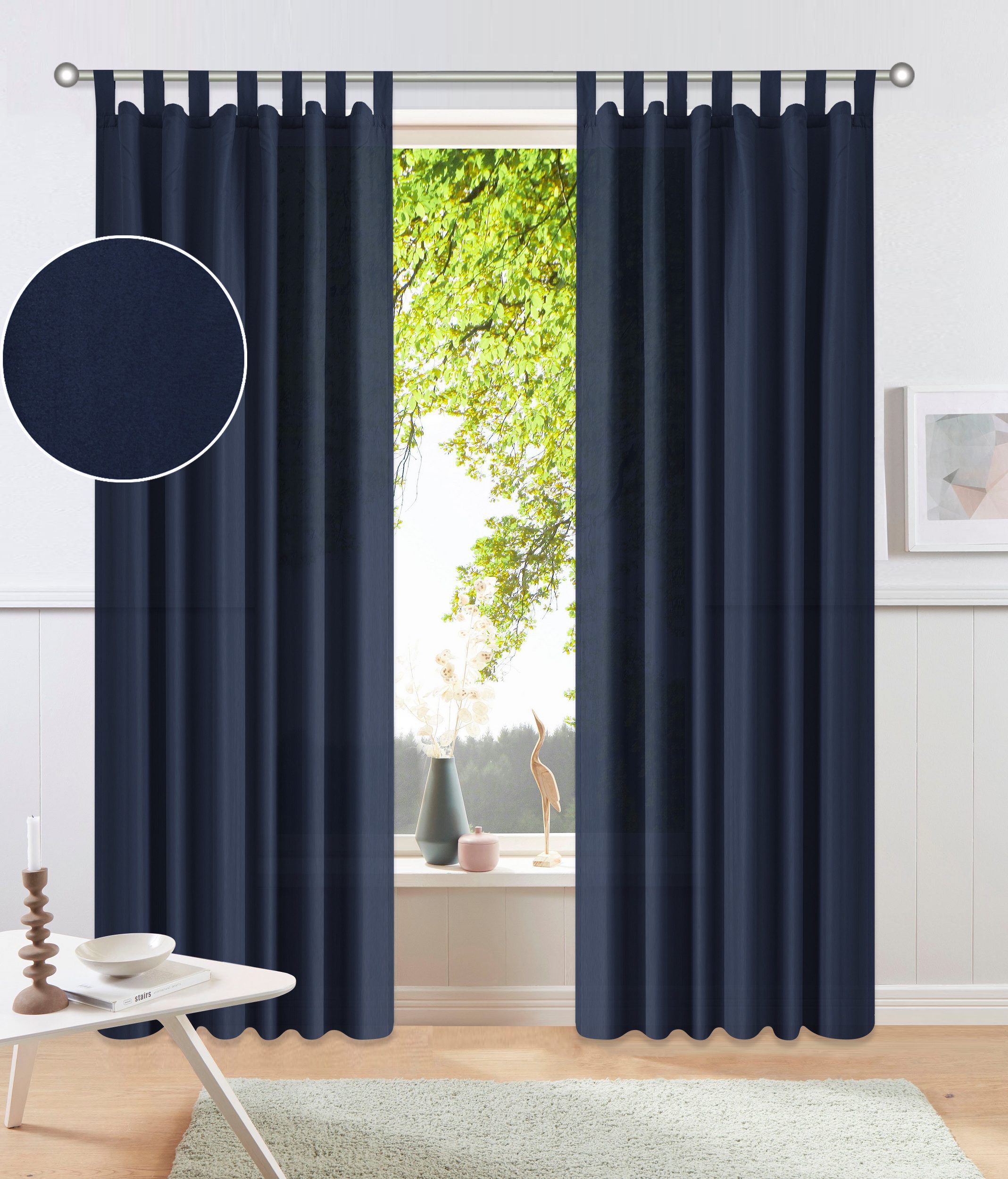 OTTO home Vorhang Raja (2 St), Schlaufen, blickdicht, Polyester, 2er-Set, Bestseller, einfarbig, modern, pflegeleichte Mikrofaser
