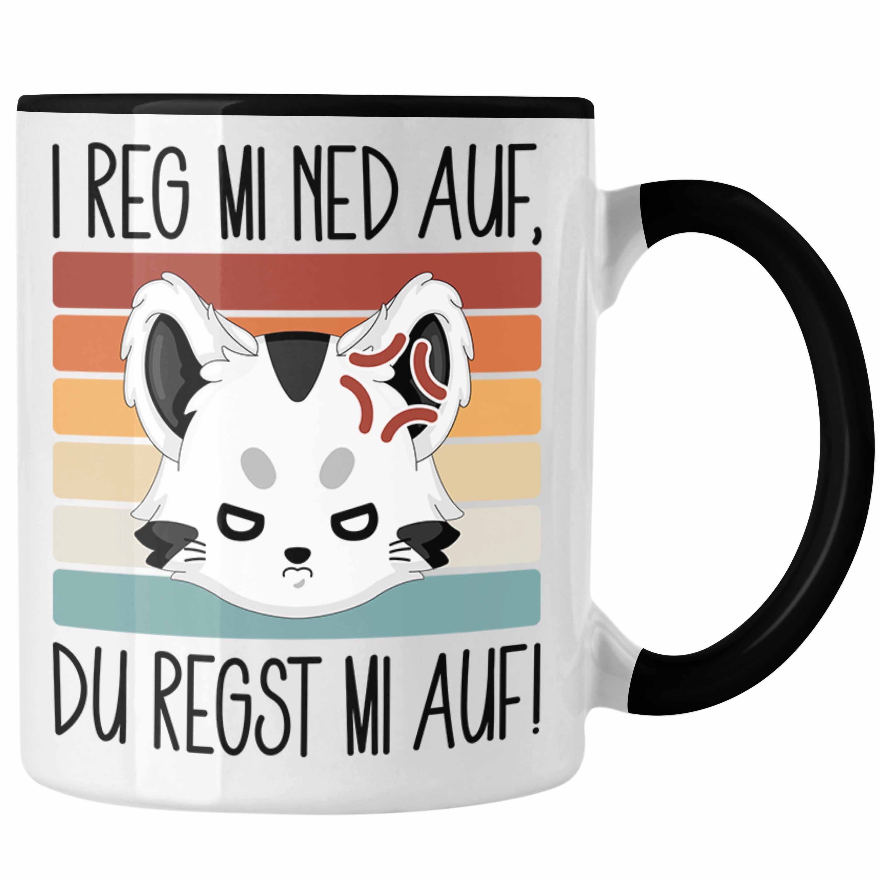 Trendation Tasse I Reg Mi Ned Auf Du Regst Mi Auf Katzen Tasse Kaffee-Becher Geschenkid Schwarz